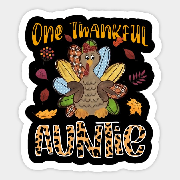 One Thankful Auntie Cute Turkey Thanksgiving Gift Idea Sticker by melitasessin